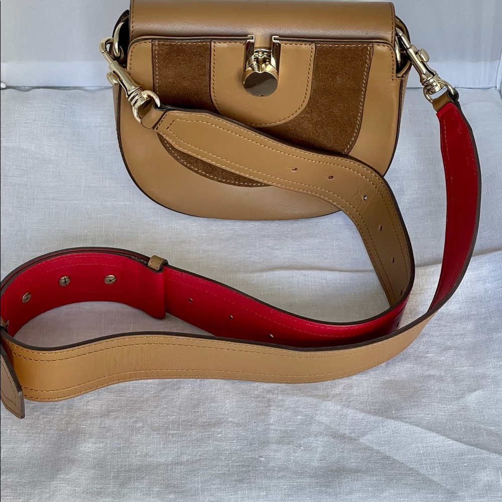 Massimo Dutti Two-Tone Tan & Brown Leather Crossbody